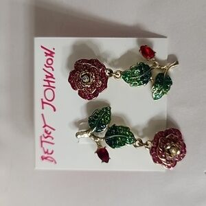 Betsey Johnson Rose Earrings